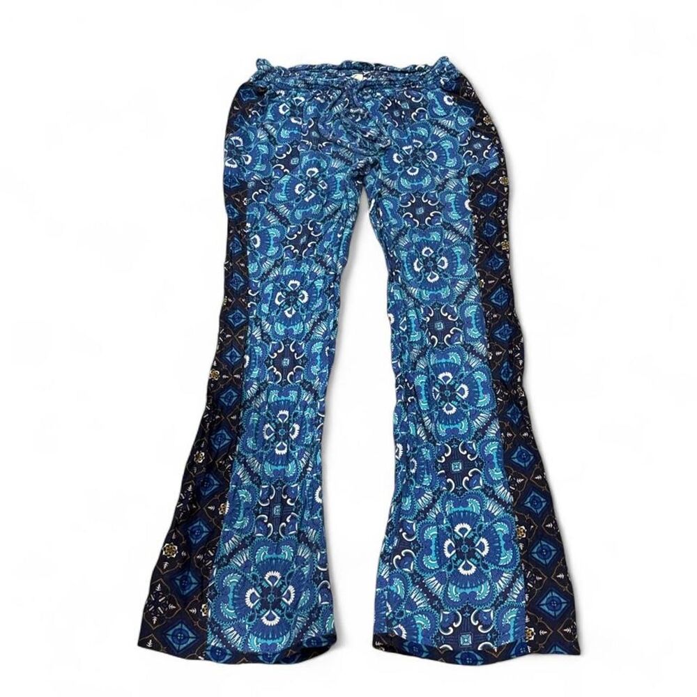 Roxy blue and black patterned flare pants - Picture 1 of 8
